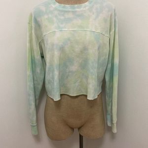 Wild Fable Blue & Green Tie Dye Cropped Sweater